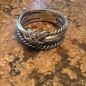David Yurman X Crossover Ring With Diamonds - size 5.5 never worn!